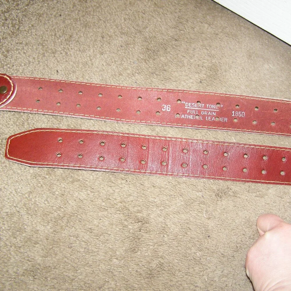 Men's Vintage Belt size 36 Brass Buckle Double Hole 